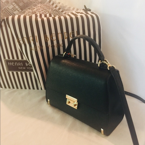 henri bendel Handbags - Henri Bendel Jet Black Waldorf Top Handle Satchel.